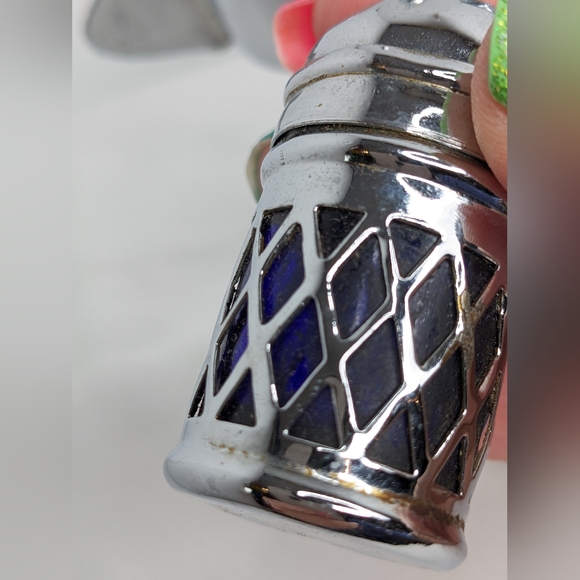 Vintage 1950s Chrome Jet plane Cruet set salt pepper shakers silver blue - Picture 9 of 17